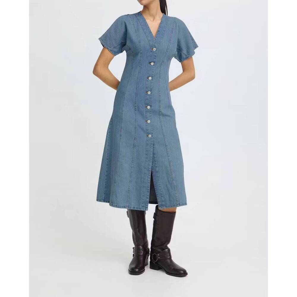 NEW B.YOUNG bykapuca dress in mid blue denim